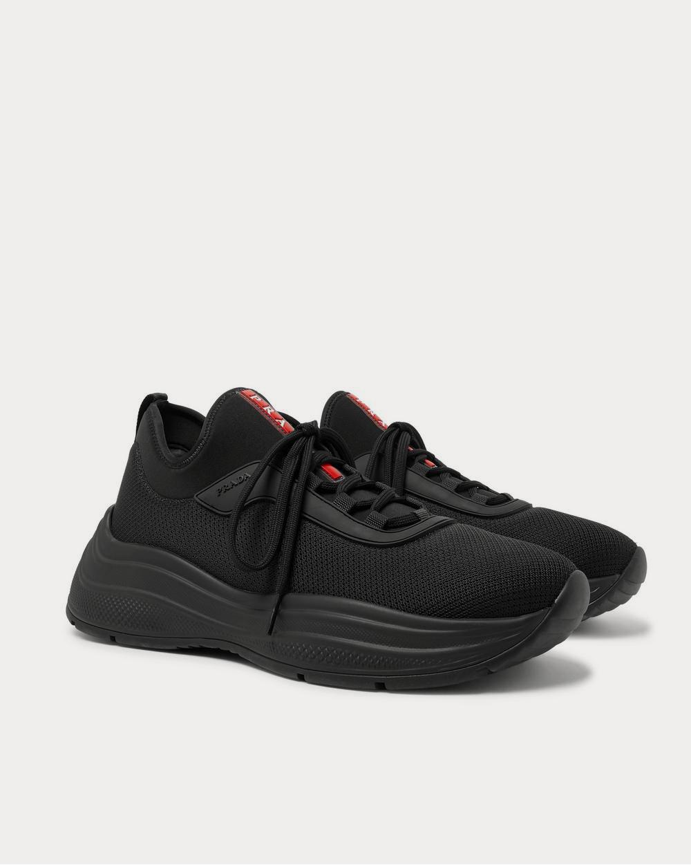 Prada America's Cup Rubber-Trimmed Mesh  Black low top sneakers - 2