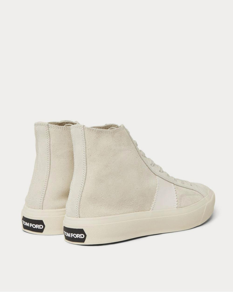 Tom Ford Cambridge Leather-Trimmed Suede High-Top  Off-white high top sneakers - 4