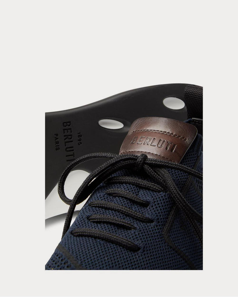 Berluti Shadow Leather-Trimmed Mesh Navy low top sneakers - Sneak in Peace