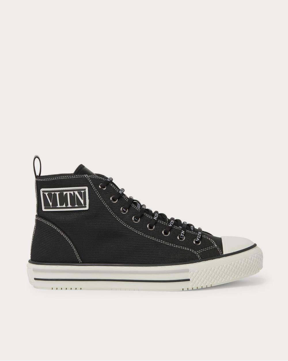 Valentino Logo-Detailed Tech-Canvas High-Top  Black high top sneakers - 1