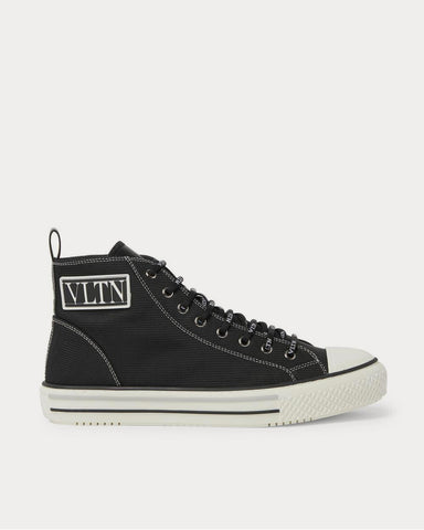 Valentino Logo-Detailed Tech-Canvas High-Top  Black high top sneakers