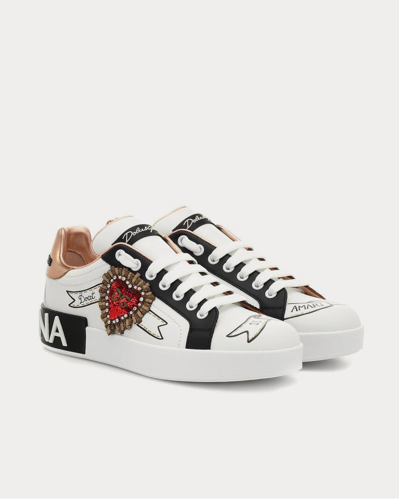 Dolce & Gabbana Portofino leather White Sequin Low Top Sneakers - 2