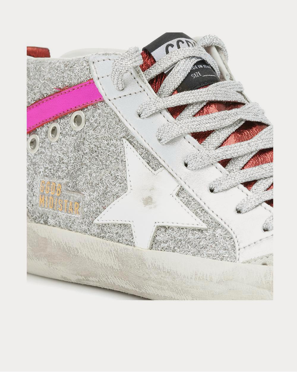 Golden Goose Mid Star Silver Glitter High Top Sneakers - 4