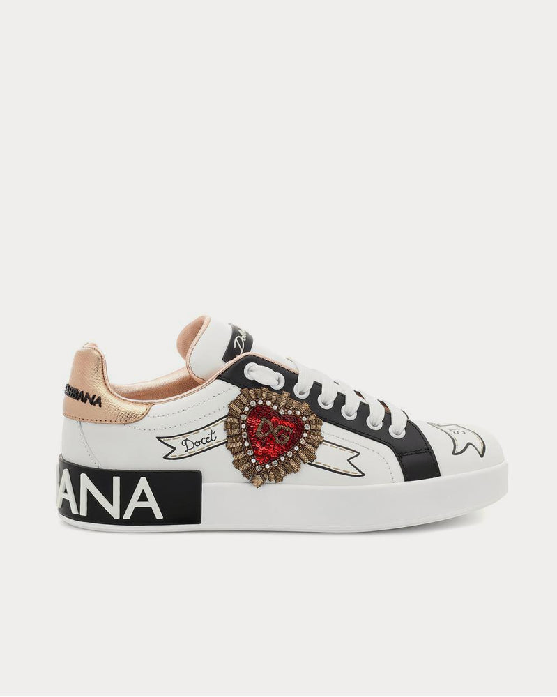 Dolce & Gabbana Portofino leather White Sequin Low Top Sneakers - 1