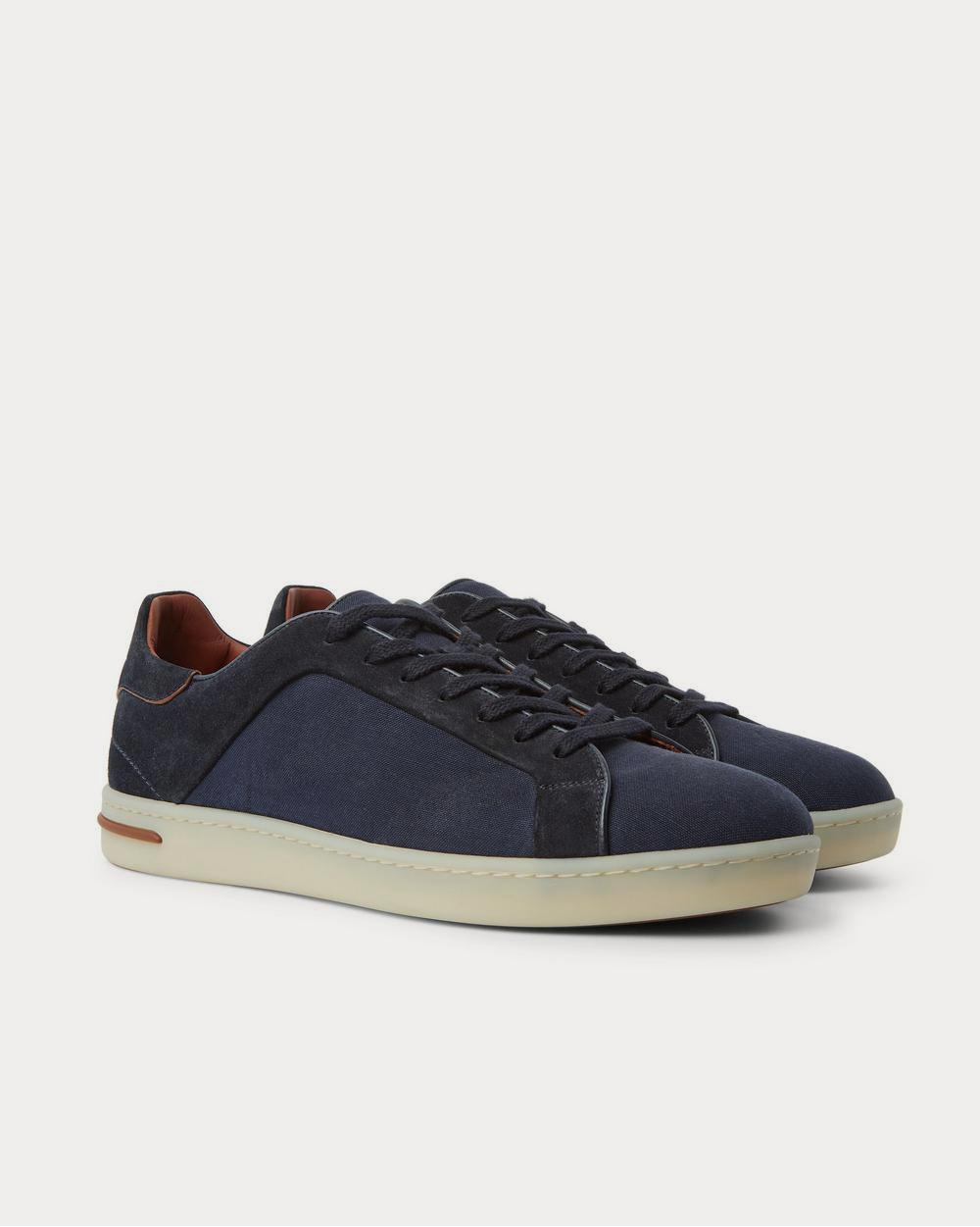 Loro Piana Traveller Suede and Canvas  Navy low top sneakers - 2