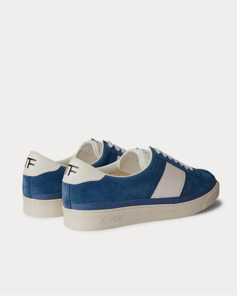 Tom Ford Bannister Leather-Trimmed Suede  Blue low top sneakers - 3