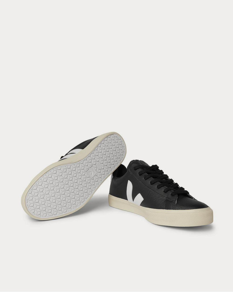 Veja Campo Rubber-Trimmed Full-Grain Leather  Black low top sneakers - 3