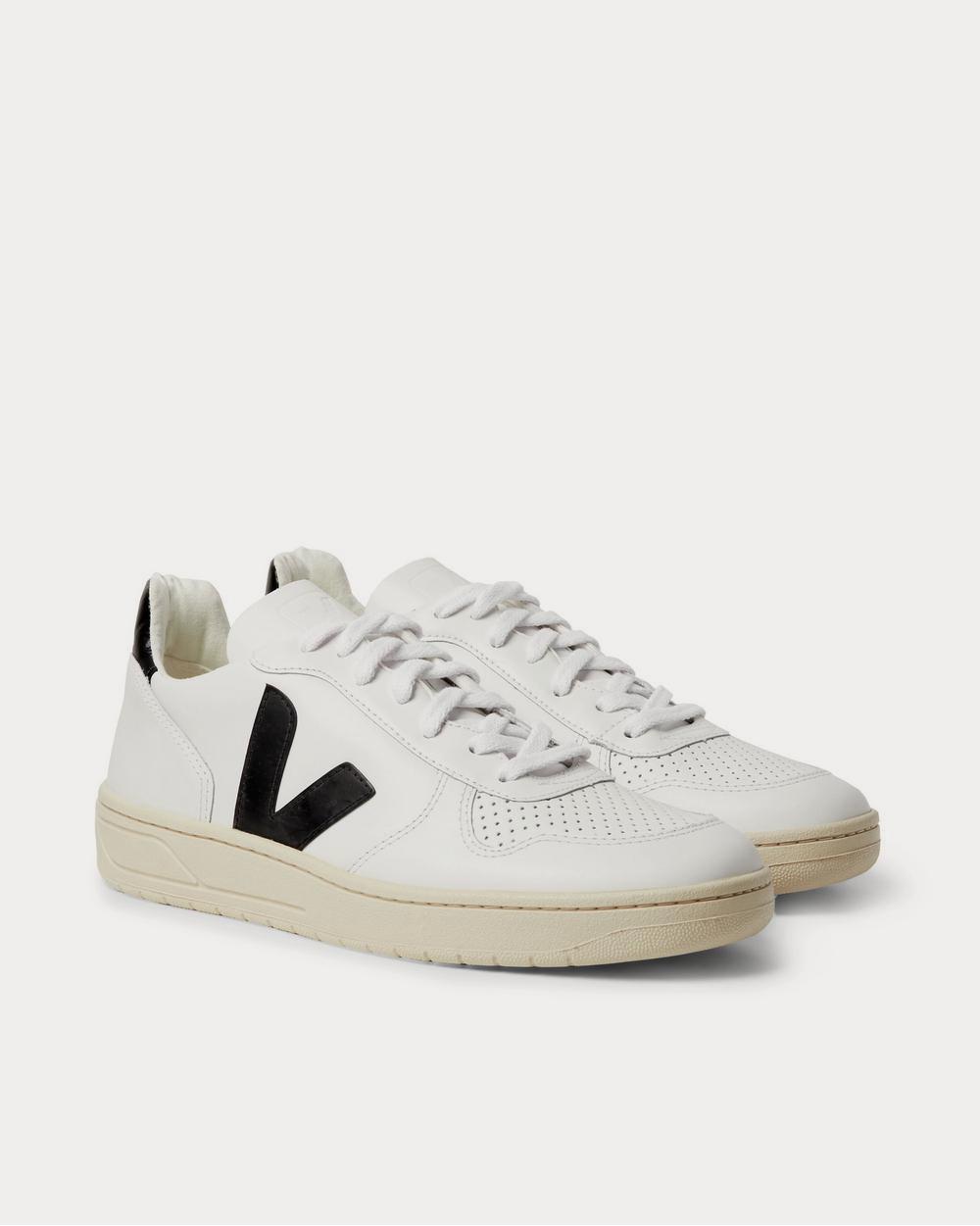 Veja V-10 Rubber-trimmed Leather  White low top sneakers - 2