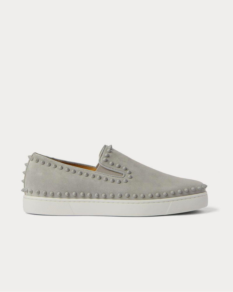 Christian Louboutin Pik Boat Studded Suede Slip-On  Gray slip on sneakers - 1