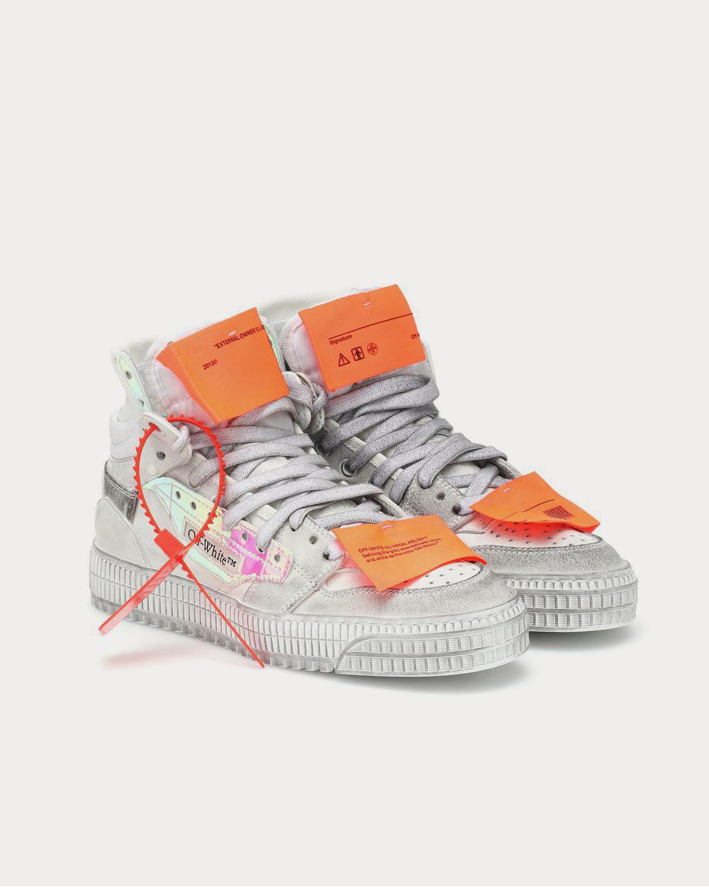 Off-White OFF-COURT 3.0 suede White Iridescent High Top Sneakers - 2