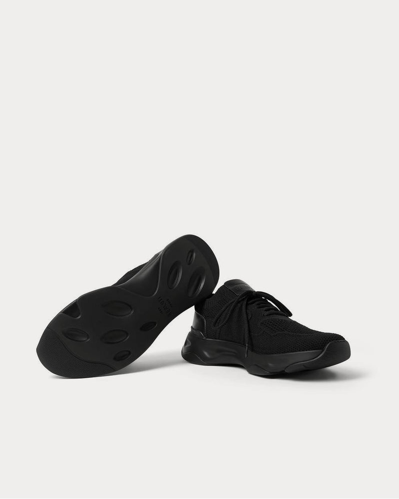 Berluti Shadow Leather-Trimmed Stretch-Knit  Black low top sneakers - 3