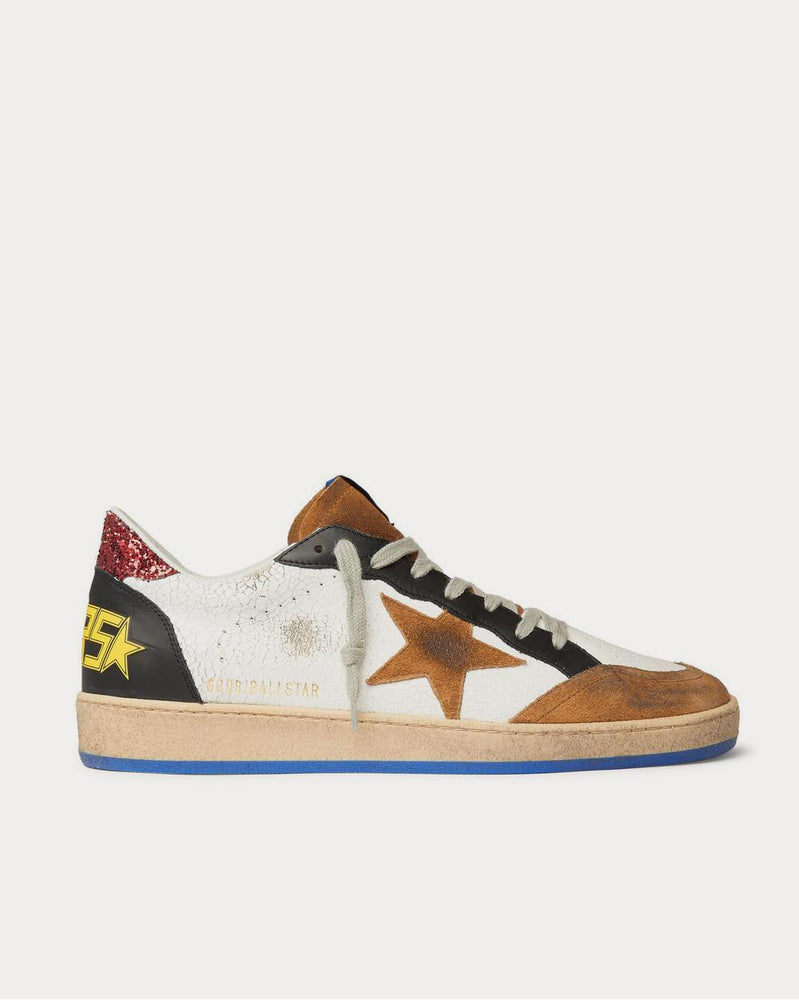 Golden Goose Ball Star Distressed Cracked-Leather and Suede  White low top sneakers - 1