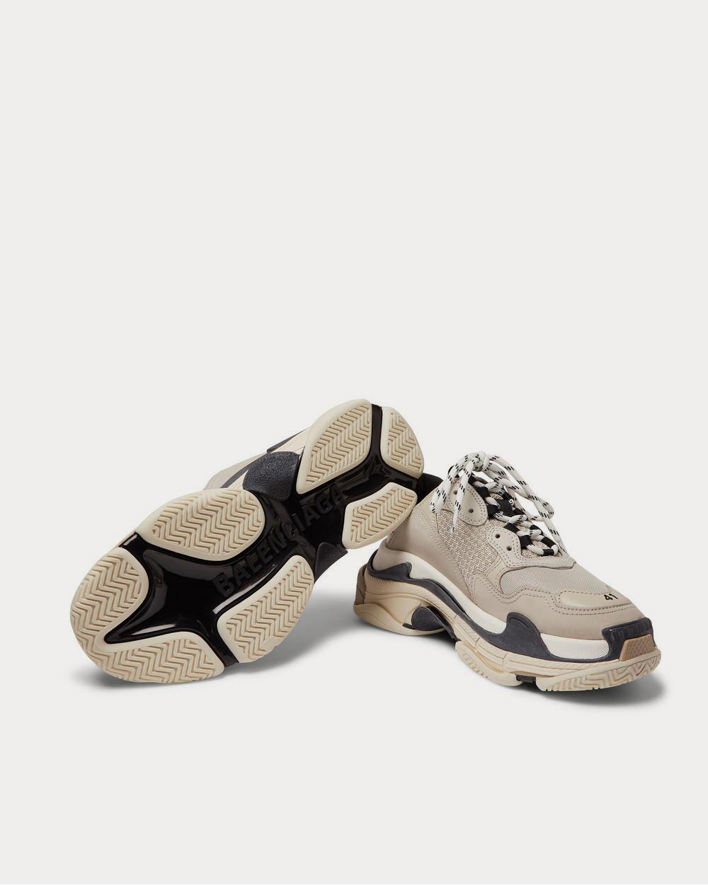 Balenciaga Triple S Mesh, Nubuck and Leather  Beige low top sneakers - 3