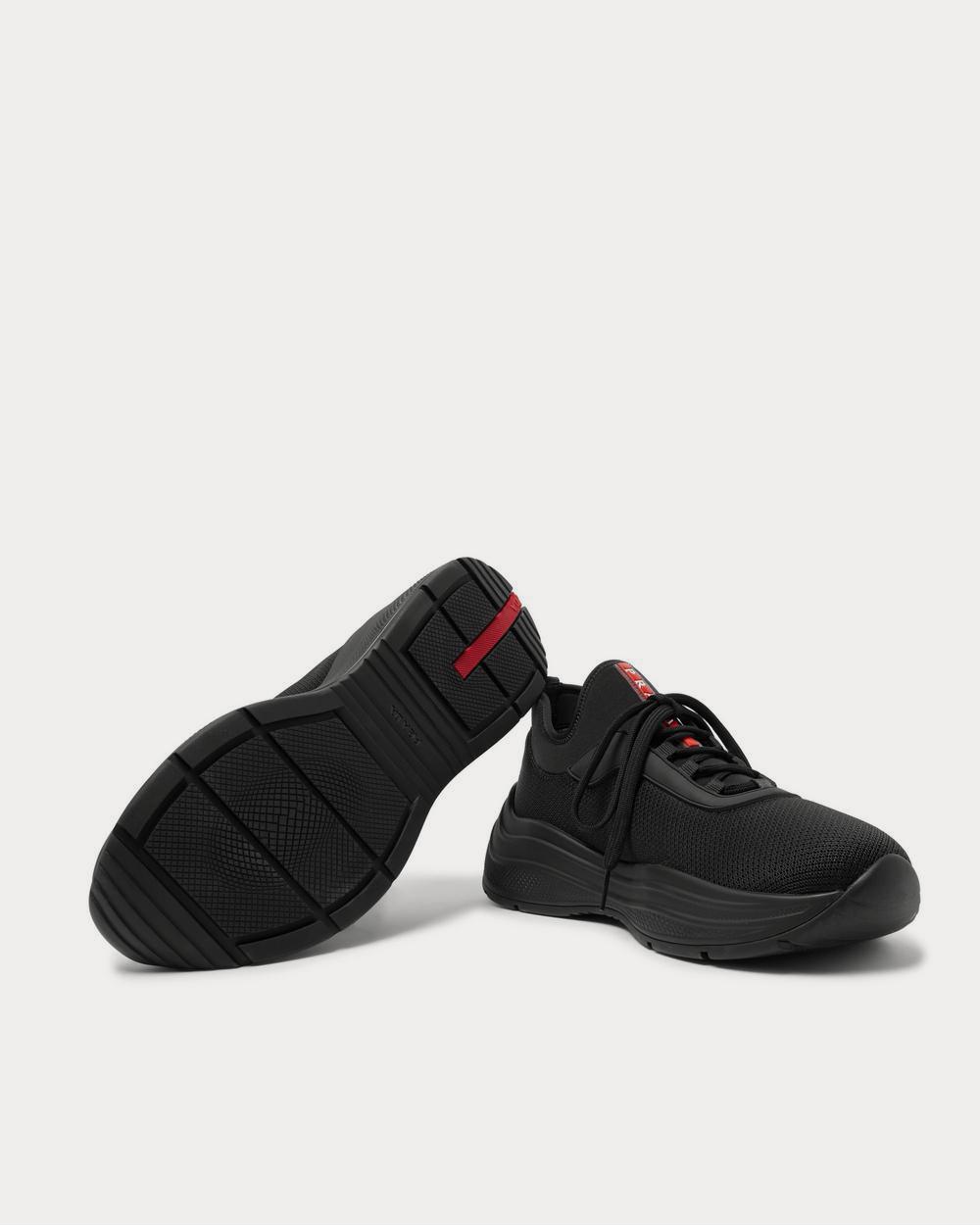 Prada America's Cup Rubber-Trimmed Mesh  Black low top sneakers - 3