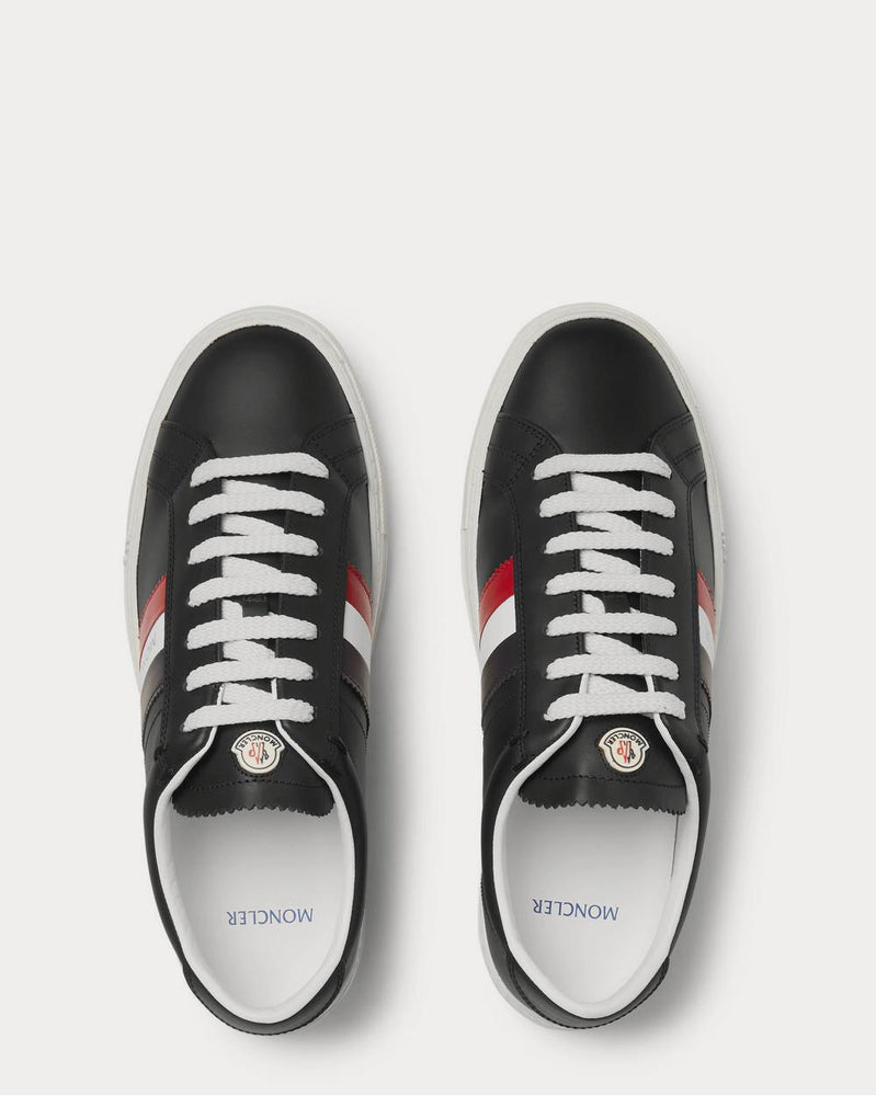 Moncler New Monaco Striped Leather  Black low top sneakers - 6