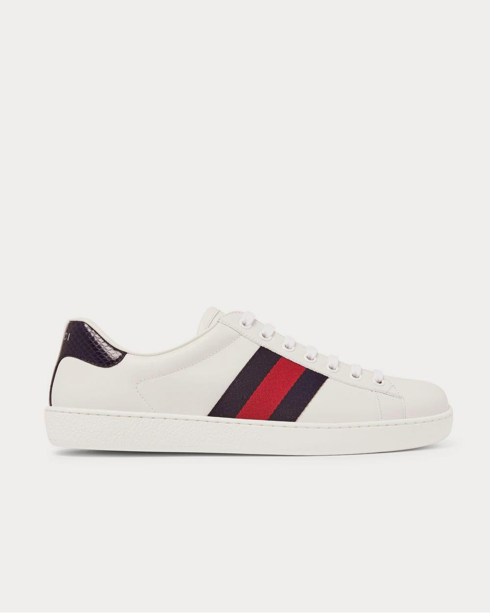 Gucci Ace Watersnake-Trimmed Leather  White low top sneakers - 1