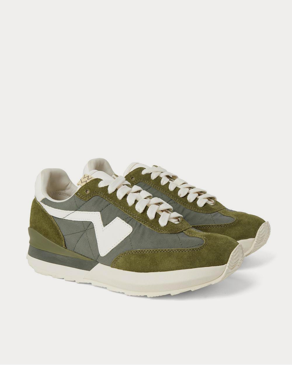 Men's, FKT Runner Suede- and Leather-Trimmed Nylon-Blend Army green low top  sneakers