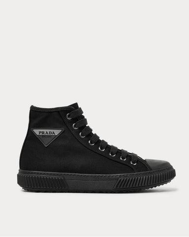 Prada Stratus Logo-Appliquéd Canvas High-Top  Black high top sneakers