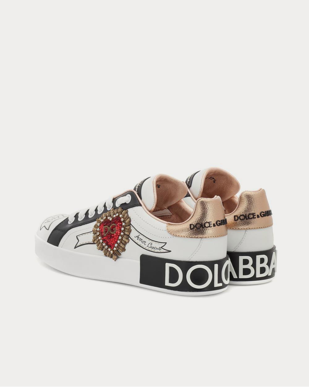 Dolce & Gabbana Portofino leather White Sequin Low Top Sneakers - 3