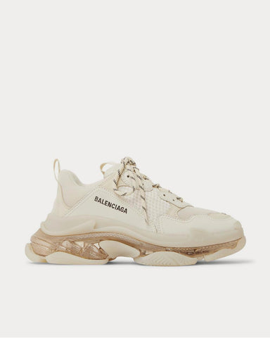 Balenciaga Triple S Clear Sole Mesh, Nubuck and Leather  Ecru low top sneakers