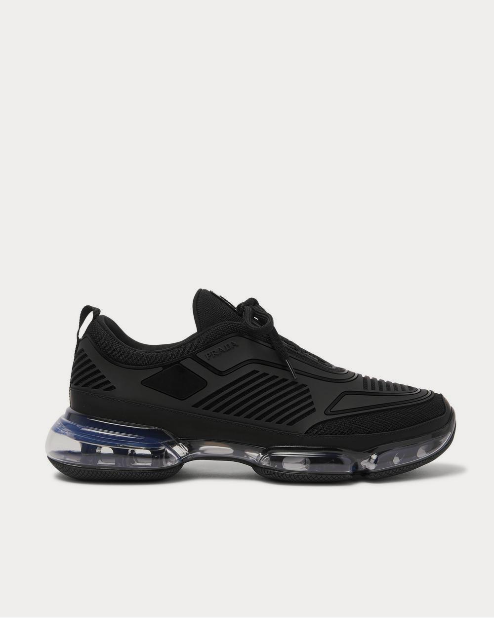 Prada Cloudburst Air Leather-Trimmed Rubber and Mesh  Black low top sneakers - 1