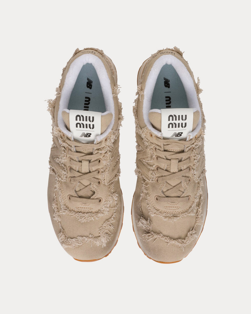 New Balance x Miu Miu 574 Denim Colonial Beige Low Top Sneakers - 2