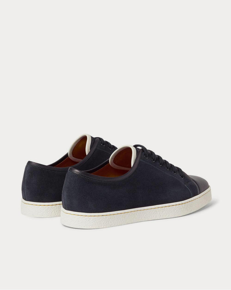 John Lobb Levah Cap-Toe Suede and Leather  Navy low top sneakers - 4