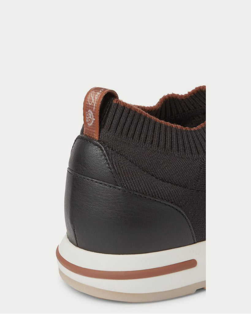 Loro Piana 360 Flexy Walk Leather-Trimmed Knitted Wool Black low top ...