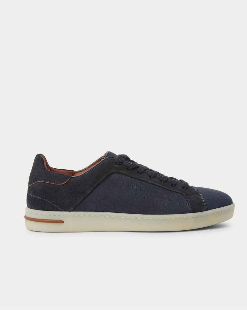 Loro Piana Traveller Suede and Canvas  Navy low top sneakers - 1