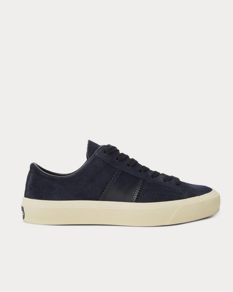 Tom Ford Leather-Trimmed Suede  Navy low top sneakers - 1