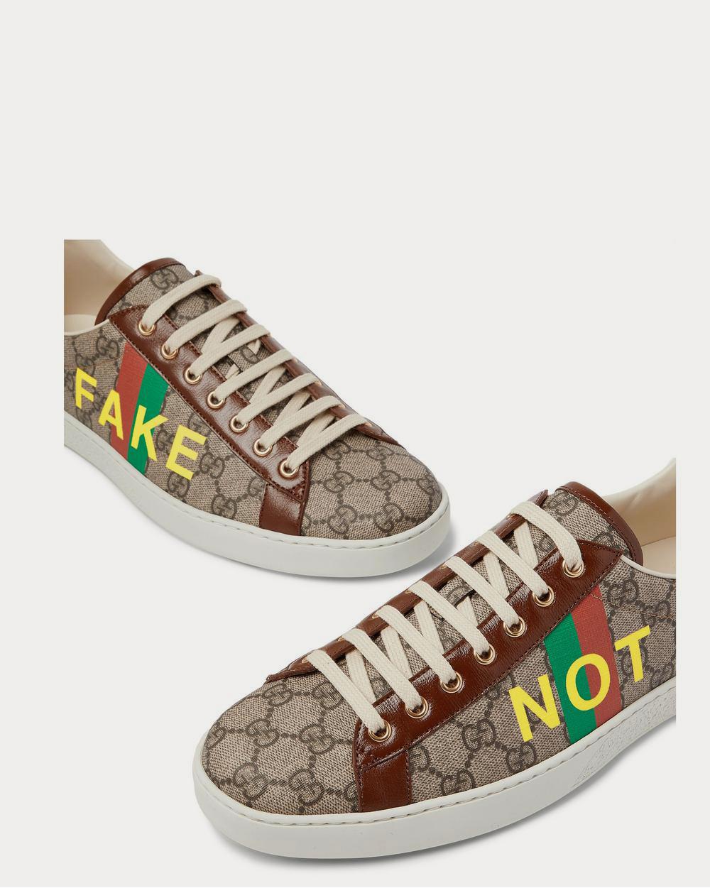 Gucci Ace Printed Leather-Trimmed Monogrammed Coated-Canvas  Brown low top sneakers - 4