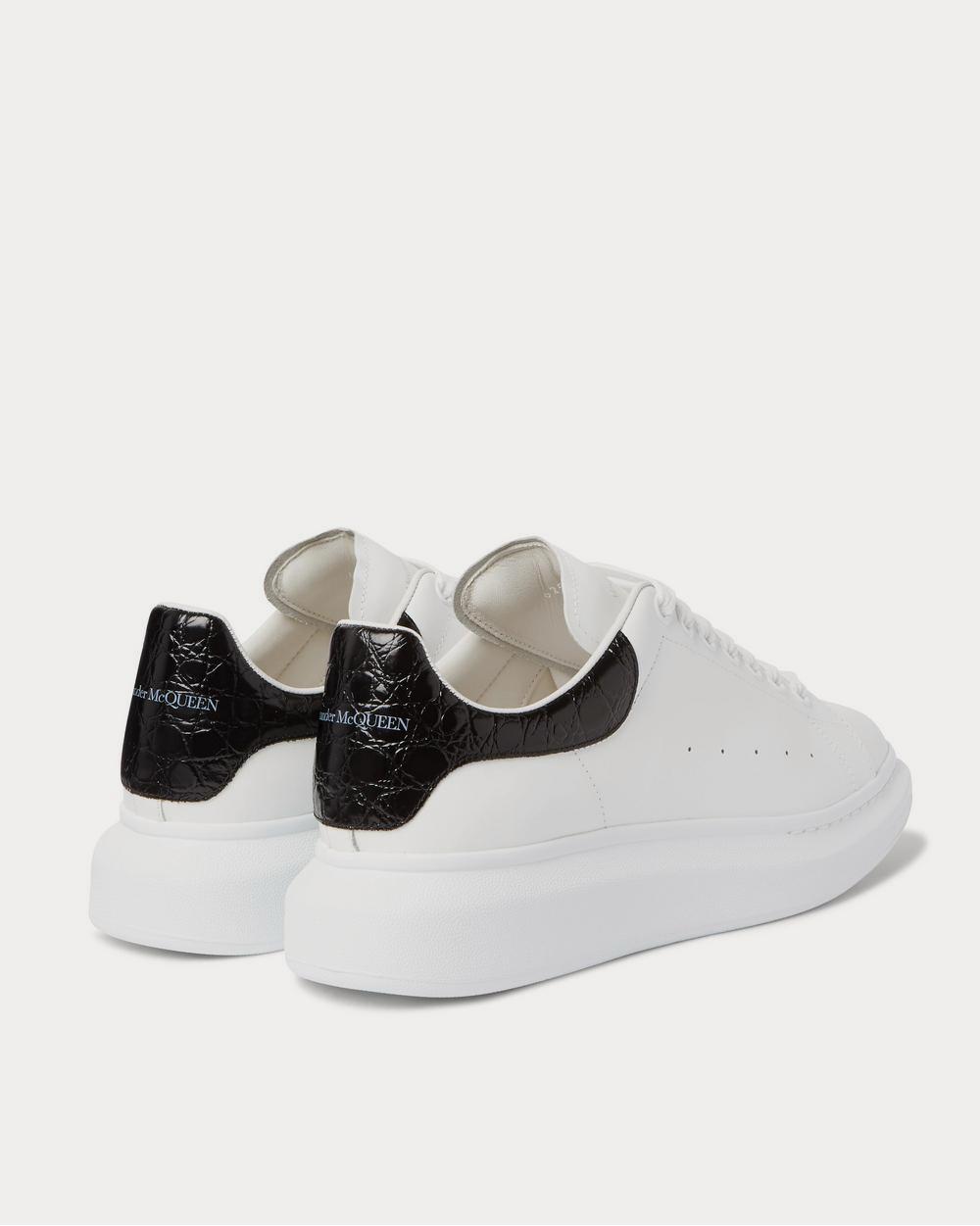 Alexander McQueen Exaggerated-Sole Croc Effect-Trimmed Leather  White low top sneakers - 3