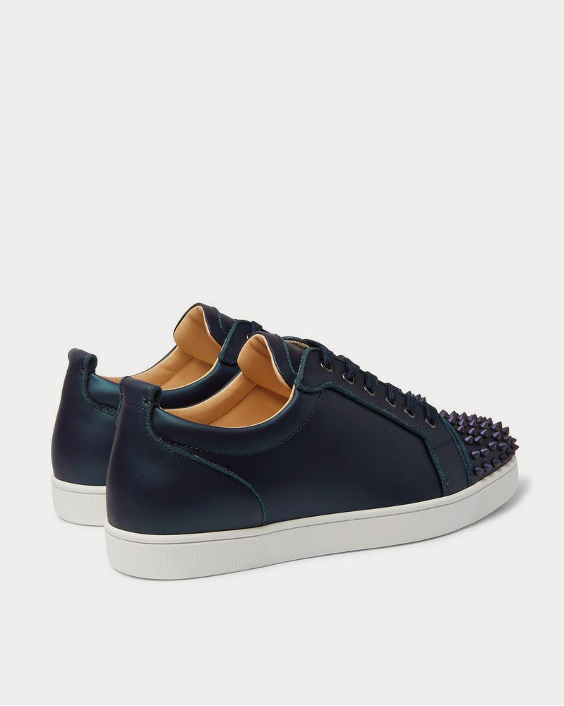 Christian Louboutin Louis Junior Spikes Cap-Toe Iridescent Leather  Blue low top sneakers - 4