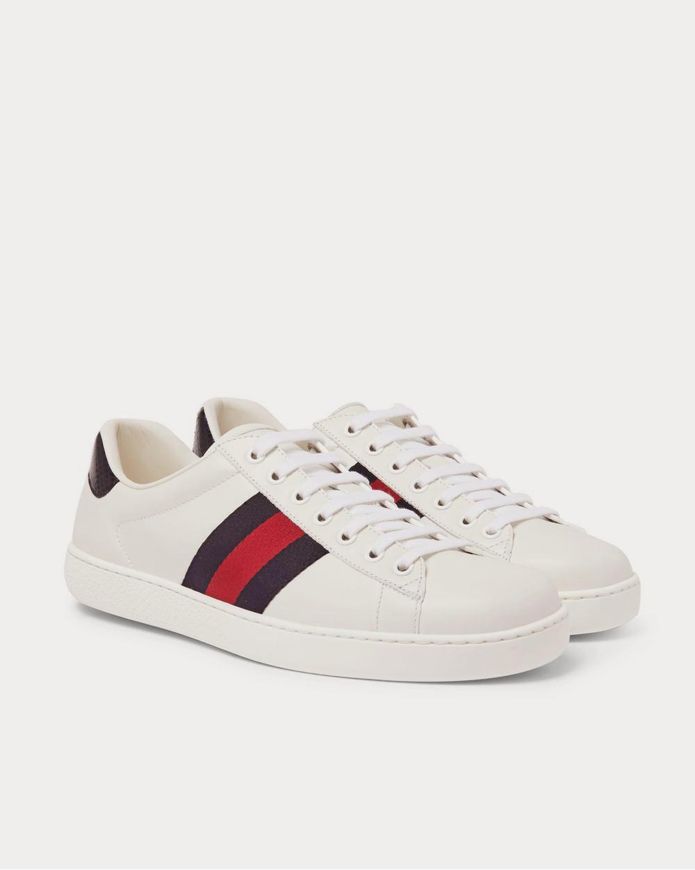 Gucci Ace Watersnake-Trimmed Leather  White low top sneakers - 2