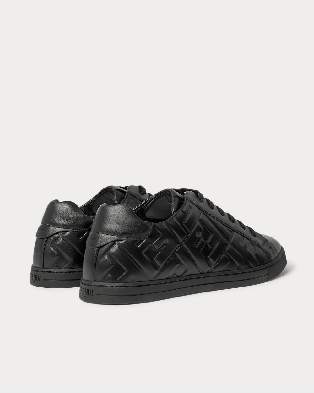 Fendi Logo-Embossed Leather  Black low top sneakers - 3