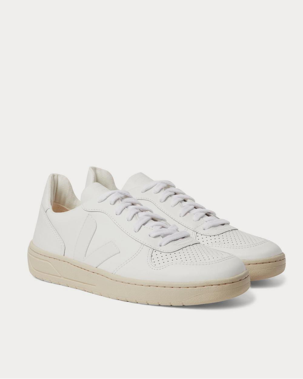 Veja V-10 Rubber-Trimmed Leather  White low top sneakers - 2