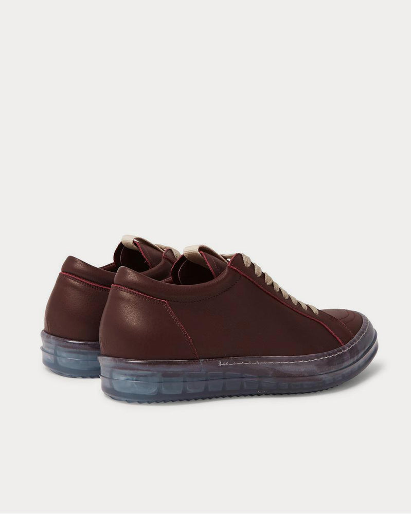 Rick Owens Clear Sole Grosgrain-Trimmed Leather  Burgundy high top sneakers - 3