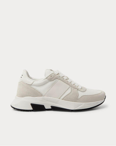 Tom Ford Jagga Leather-Trimmed Suede and Mesh  White low top sneakers