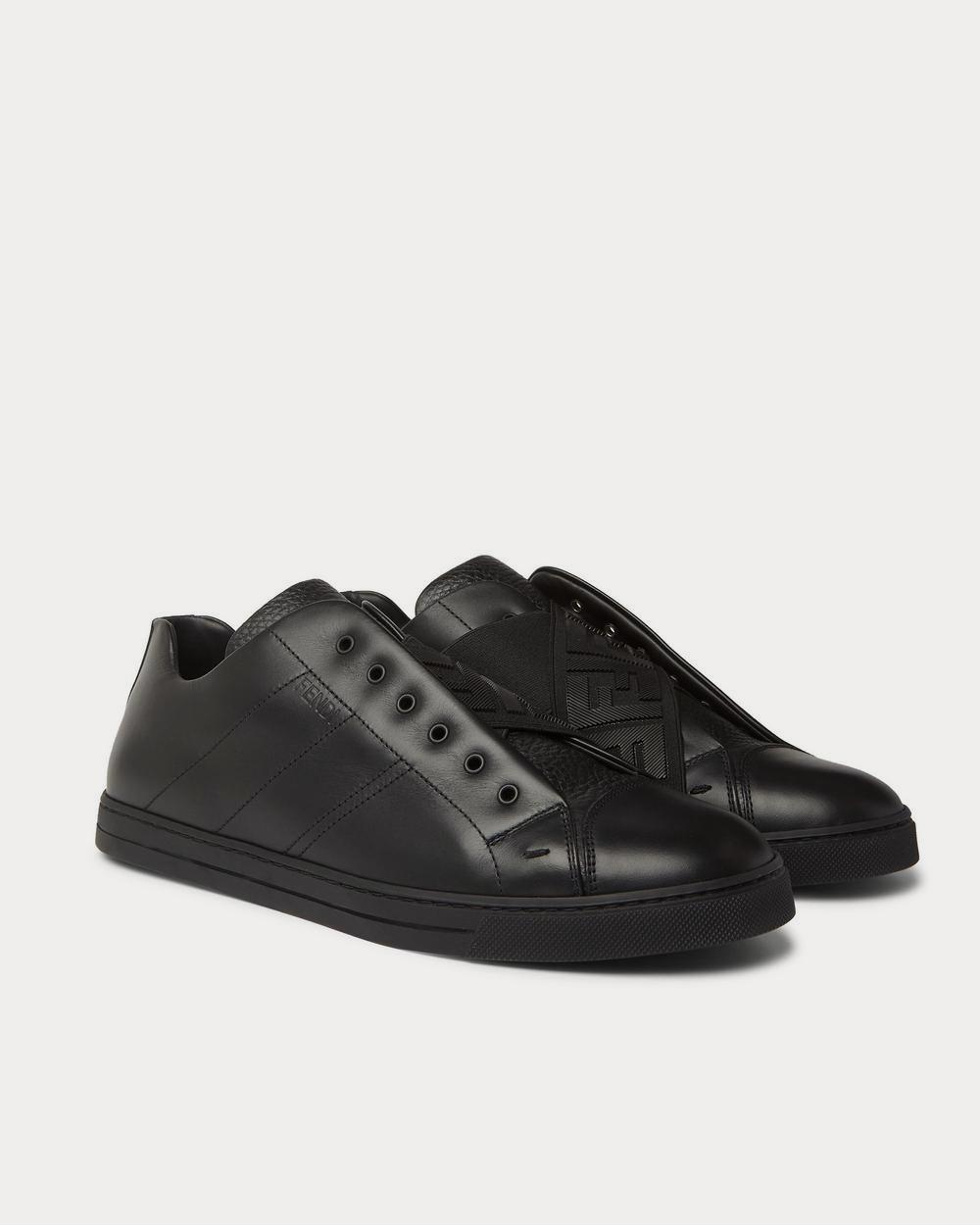 Fendi Smooth and Full-Grain Leather Slip-On  Black low top sneakers - 2