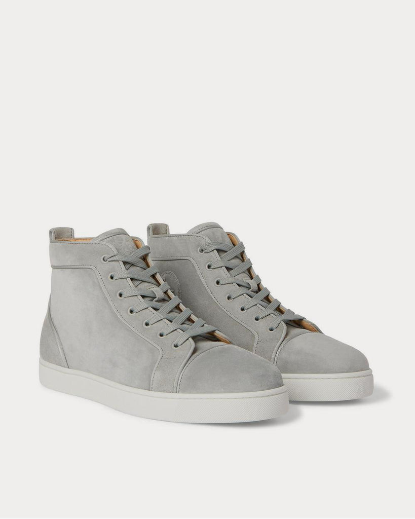 Christian Louboutin Louis Orlato Grosgrain-trimmed Suede High-Top Sneakers - Men - Gray Suede Shoes - EU 42.5