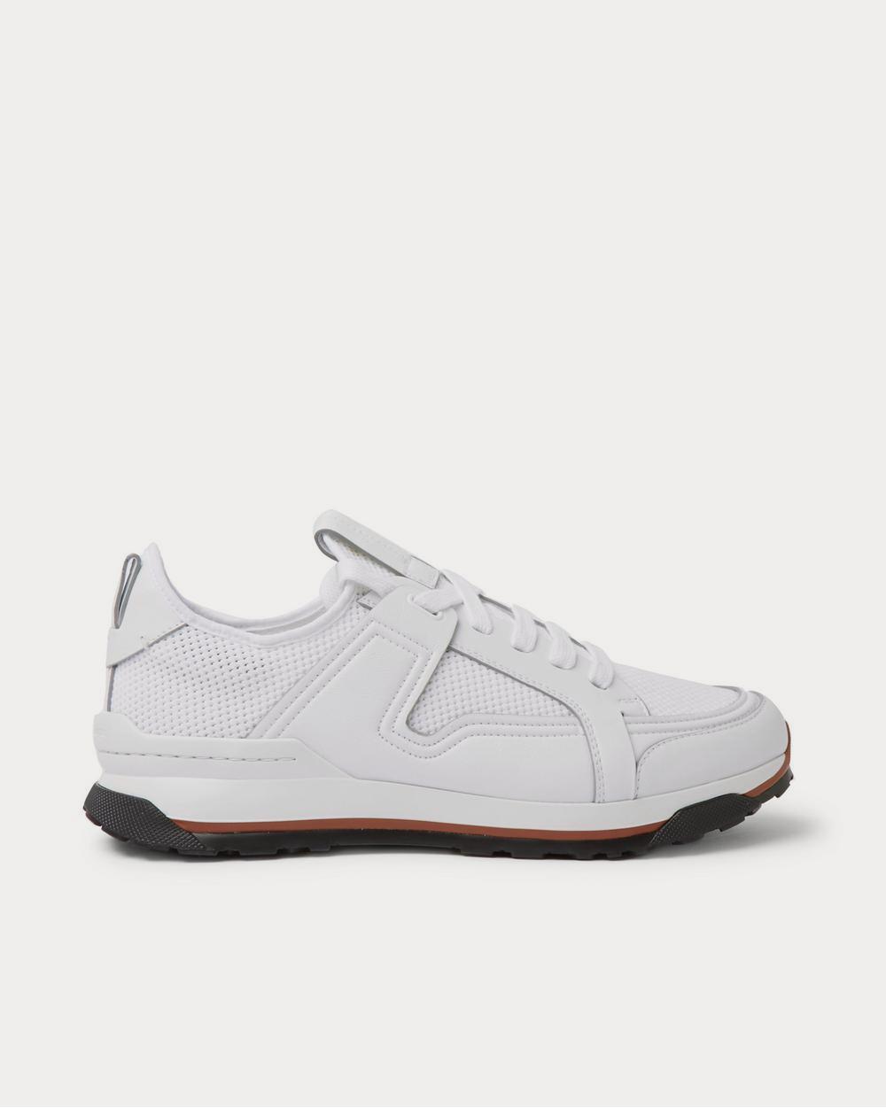 Ermenegildo Zegna Siracusa Leather and Mesh  White low top sneakers - 1