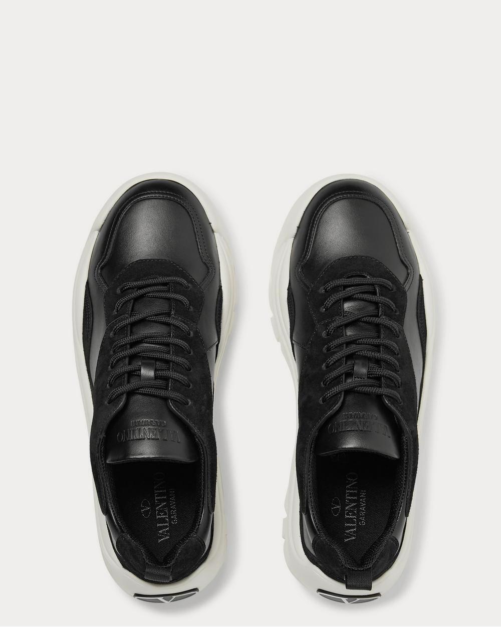 Valentino Gumboy Suede-Trimmed Leather  Black low top sneakers - 6