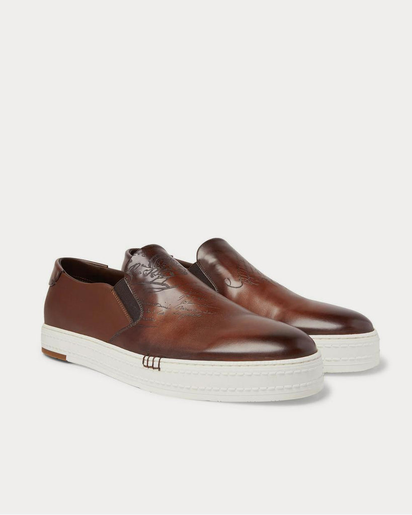 Berluti Playtime Scritto Leather Slip-On Brown sneakers - Sneak in