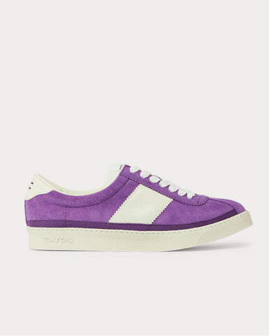 Tom Ford Bannister Leather-Trimmed Suede  Purple low top sneakers