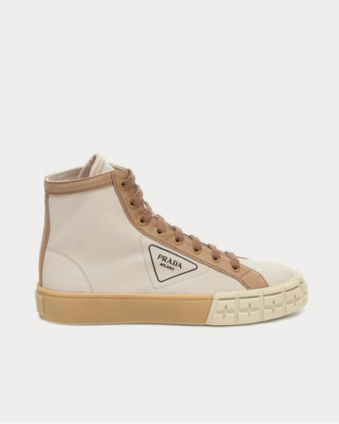 Prada Wheel canvas Corda Khaki High Top Sneakers