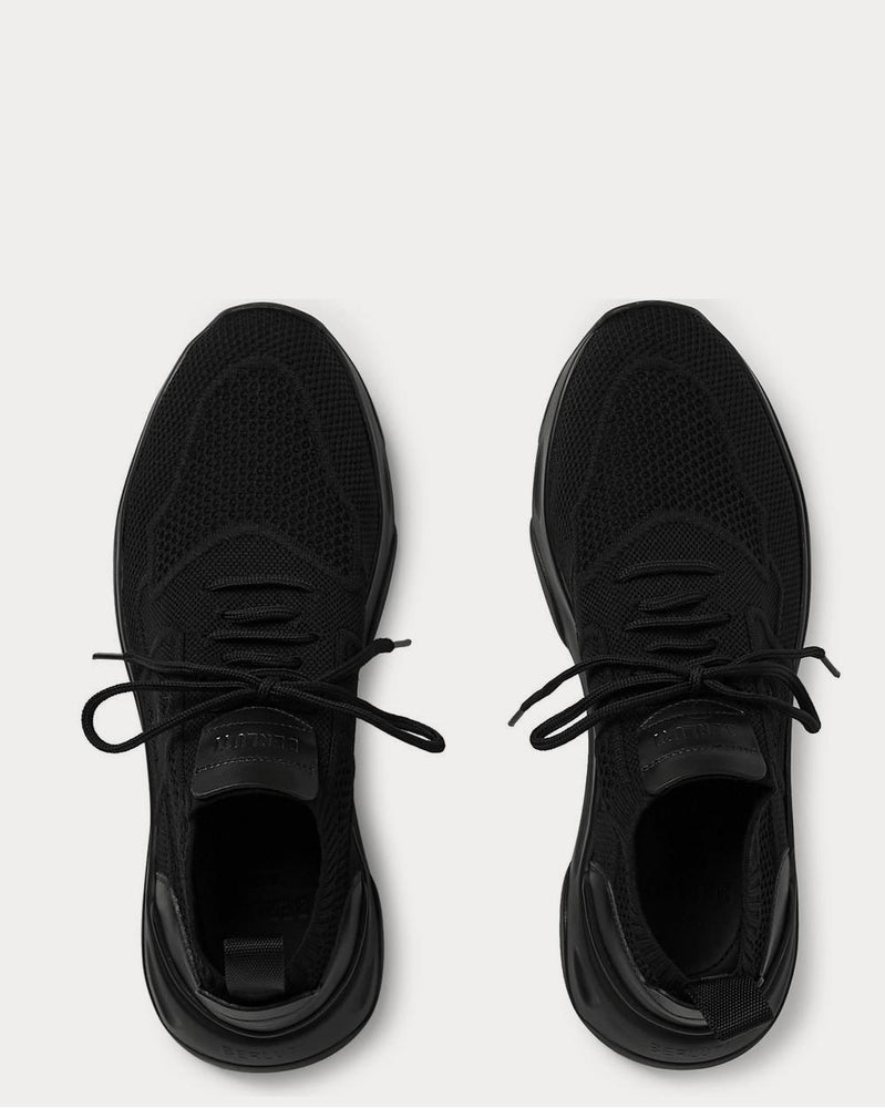 Berluti Shadow Leather-Trimmed Stretch-Knit  Black low top sneakers - 6