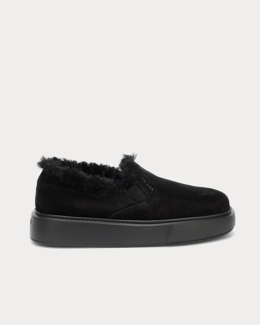 Prada Shearling-lined suede Nero Low Top Sneakers - 1