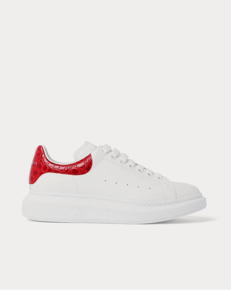 Alexander McQueen Exaggerated-Sole Croc Effect-Trimmed Leather  White low top sneakers - 1