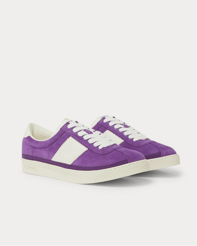 Tom Ford Bannister Leather-Trimmed Suede  Purple low top sneakers - 2