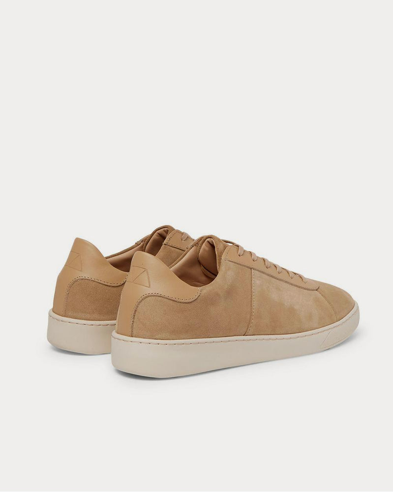 Mulo Leather-Trimmed Suede  Beige low top sneakers - 3